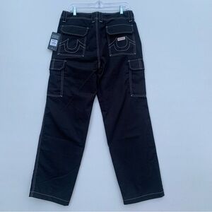 TRUE RELIGION Brand Jeans Military Cargo Pant Women’s  Jet Black  Wide Leg Sz 30